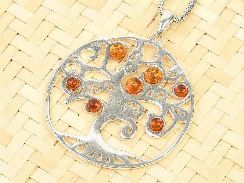 Tree pendant with amber Ag 925/1000