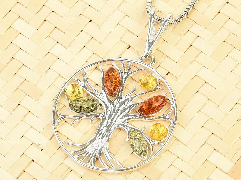 Tree of Life amber pendant Ag 925/1000