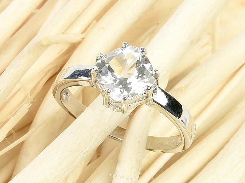 Ring white topaz diamond standard cut Ag 925/1000 + Rh