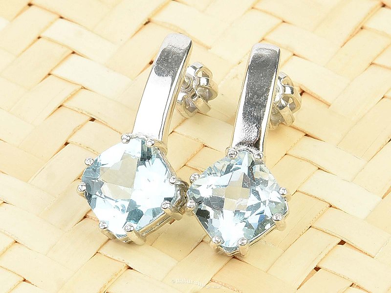 Earrings blue topaz diamond standard cut Ag 925/1000 + Rh