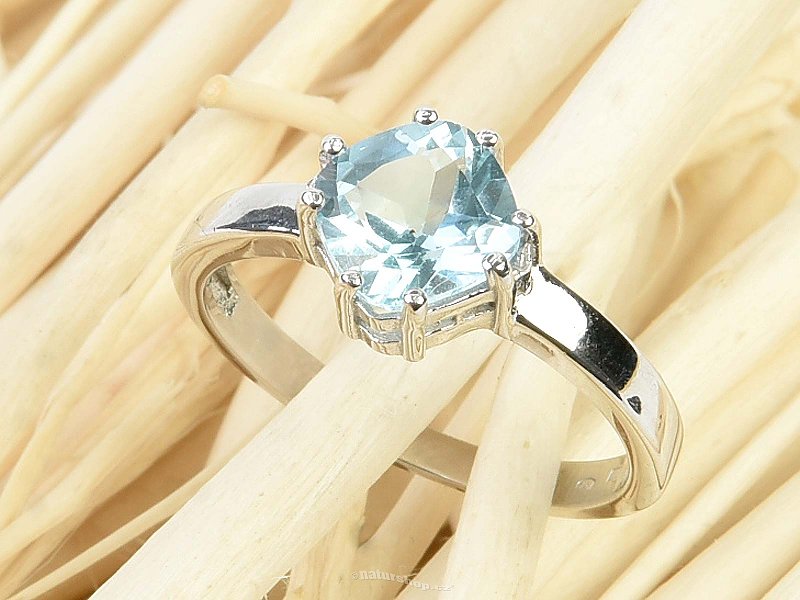 Ring with blue topaz diamond standard cut Ag 925/1000 + Rh