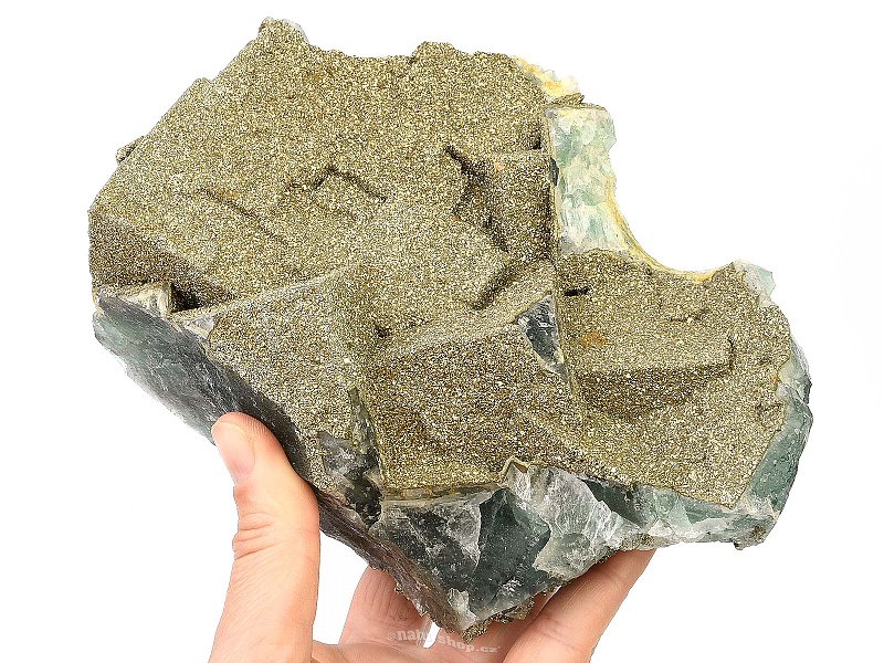 Unique fluorite druse with pyrite (2484g)