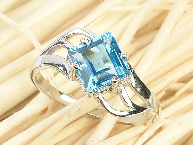 Topaz swiss blue diamond decorated ring Ag 925/1000 + Rh