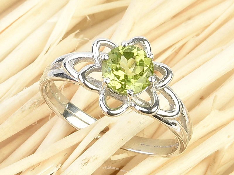 Olivine silver ring flower Ag 925/1000 + Rh