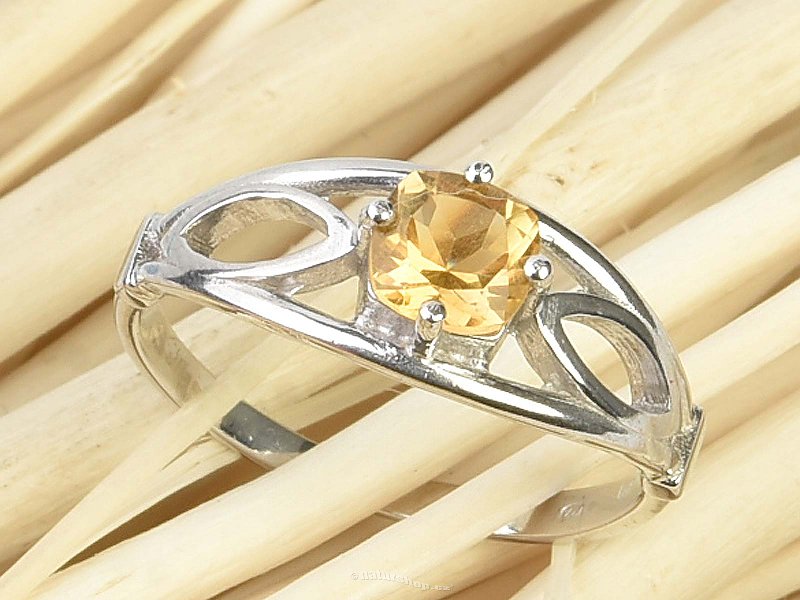 Citrín zdobený prsten standard brus Ag 925/1000+Rh