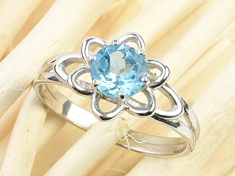 Ring with topaz flower Ag 925/1000 + Rh standard cut