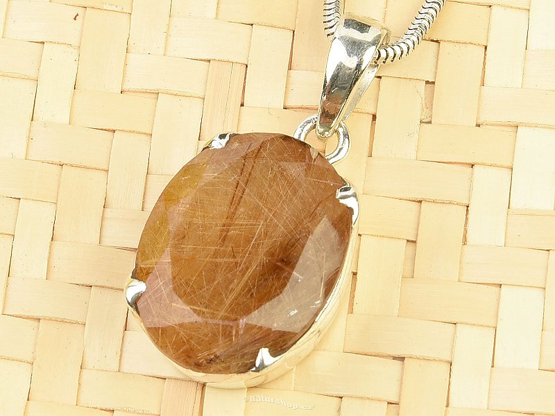 Pendant sagenite in crystal oval cut Ag 925/1000 (5.1g)