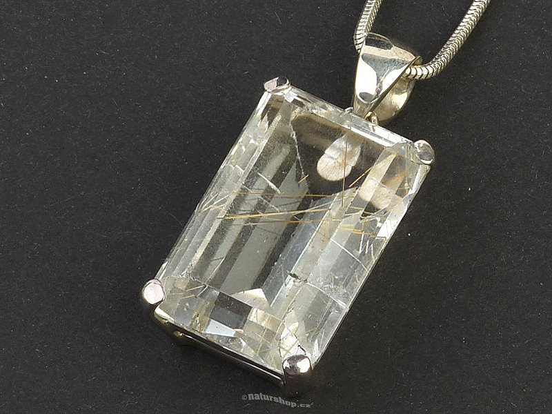 Pendant cut crystal with rutile Ag 925/1000 (12.4g)