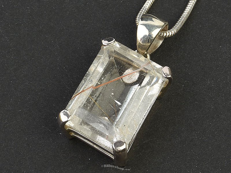 Pendant cut crystal with rutile Ag 925/1000 (7.7g)