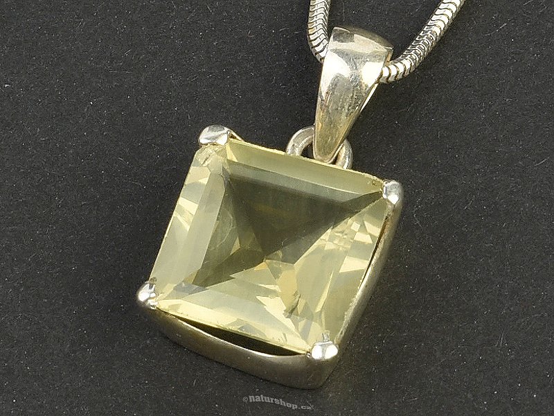 Lemon quartz pendant cut square Ag 925/1000 (4,1g)