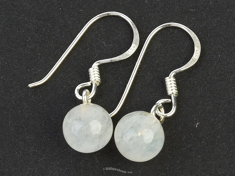 Moonstone Ball Earrings 7mm Ag Hooks
