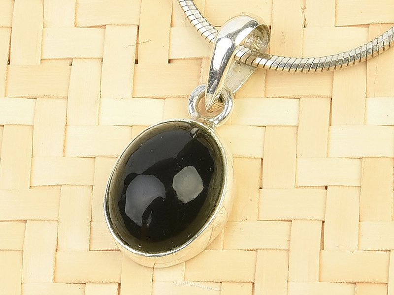 Black tourmaline oval pendant Ag 925/1000