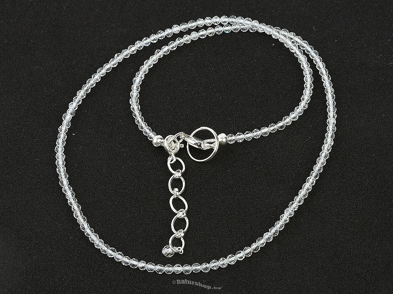 Necklace white topaz Ag 925/1000 cut balls 3mm