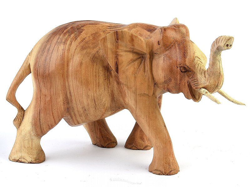 Slon s chobotem nahodu dřevořezba 20cm