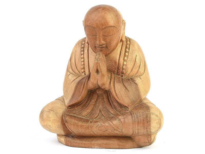 Praying monk wooden statuette 20cm