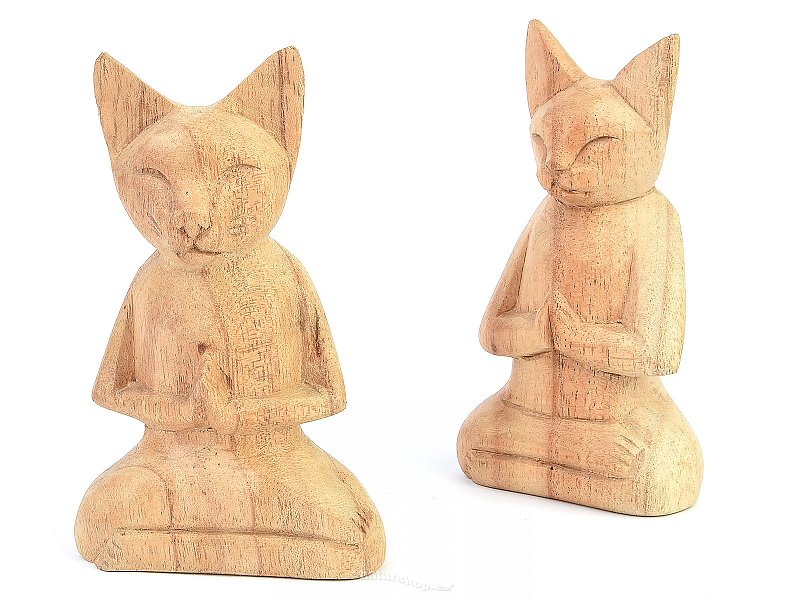 Meditating cat light woodcut 12cm