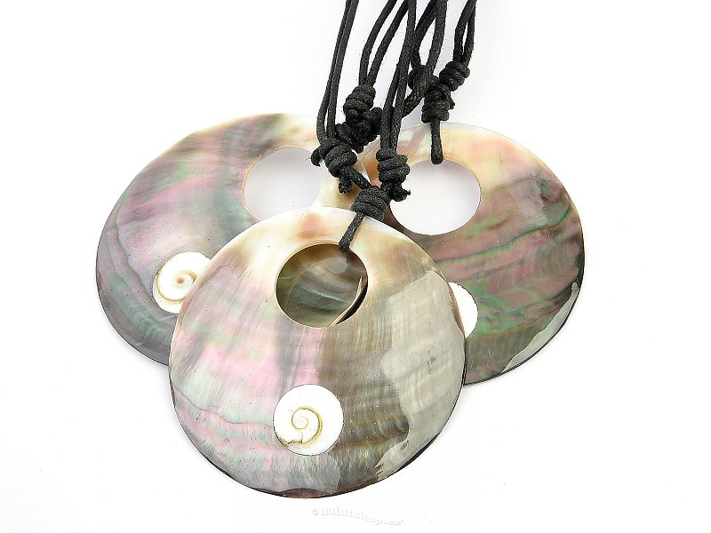 Perleťový náhrdelník kruh + shiva shell 50mm
