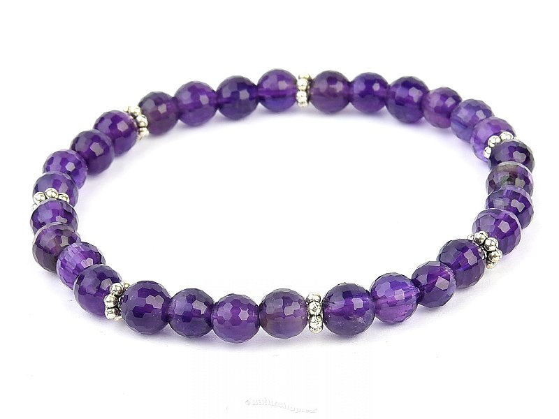Bracelet amethyst beads cut 6mm with beads