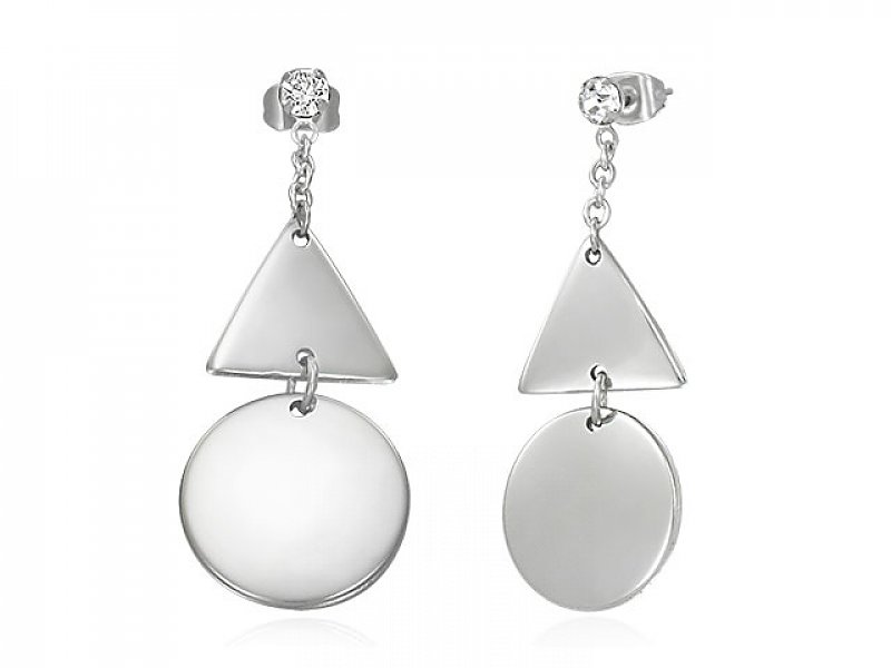 Steel earrings with zircon Triangle