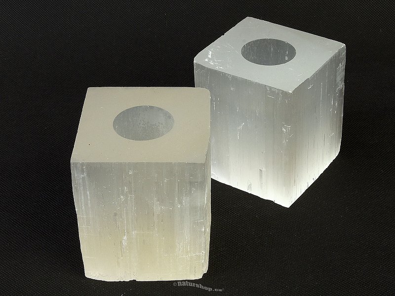 Candlestick selenite cube approx. 95mm