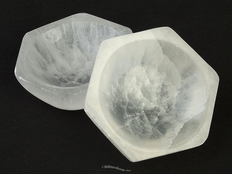 Hexagonal selenite bowl approx. 10 cm