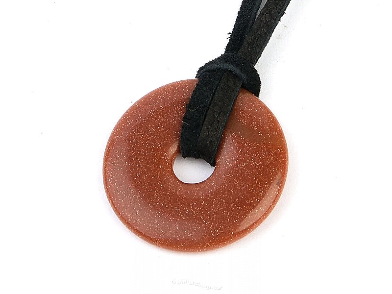 Avanturin syntetický přívěsek donut na kůži 19mm