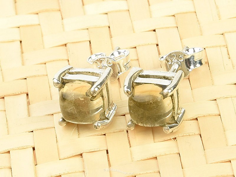 Citrine earrings 6x6mm Ag 925/1000