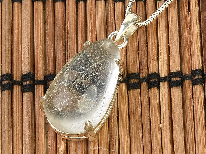 Smooth crystal pendant with drop inclusions Ag 925/1000 (8.9g)