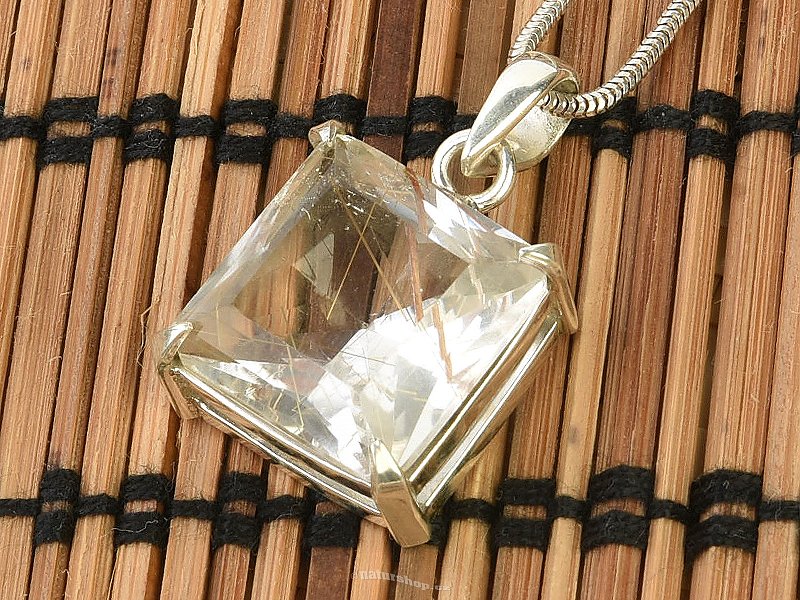 Cut crystal pendant with rutile Ag 925/1000 (6.9g)