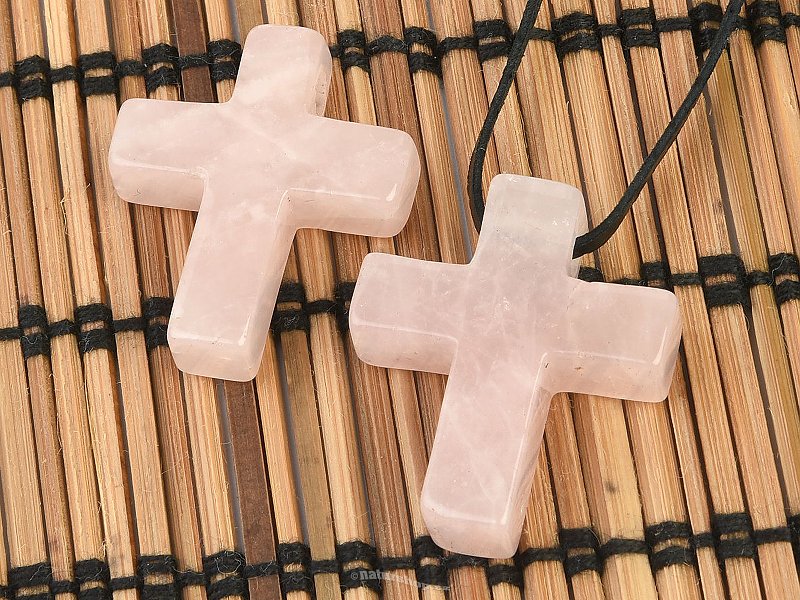Rosary cross pendant on leather