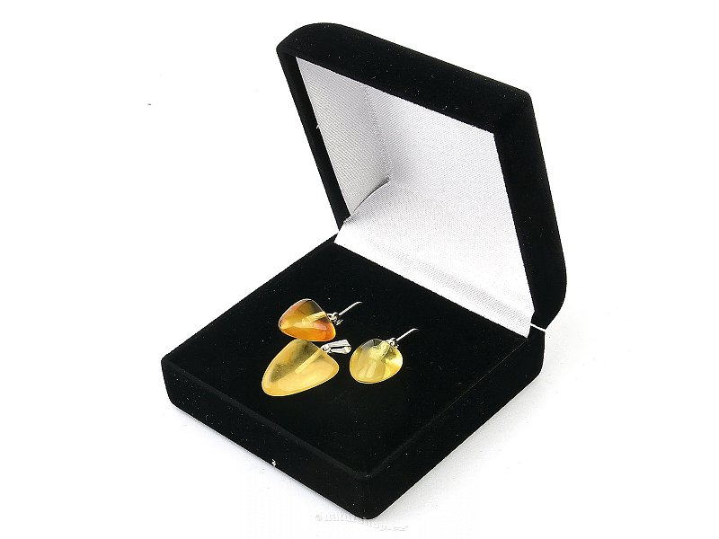 Jewelry set with ambers in a gift box Ag 925/1000 (4.28g)
