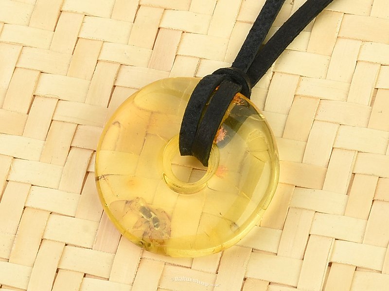 Amber Donut Leather Pendant (1.6g)