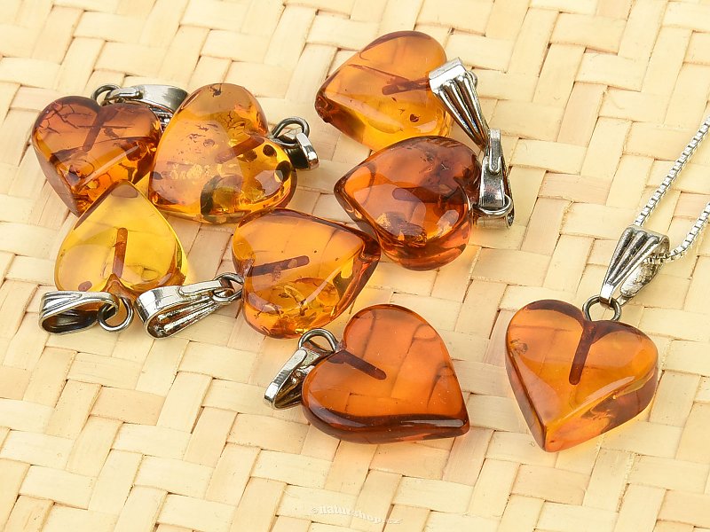 Pendant amber heart jewelry handle