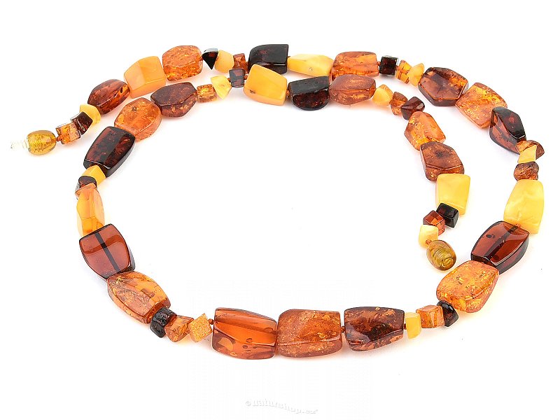 Roped necklace amber mix of shapes and shades 55cm