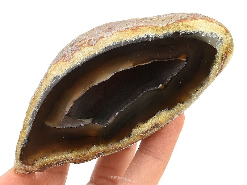 Brown agate geode with cavity 292 g