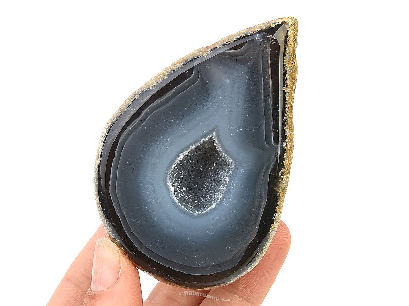 Agate geode grey-brown with cavity 242 g