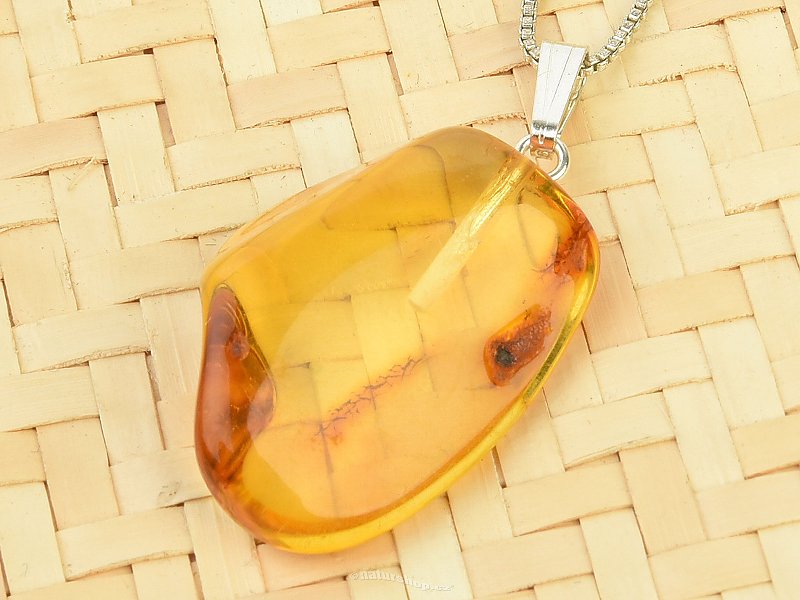 Amber pendant irregular Ag 925/1000 handle (2.3 g)