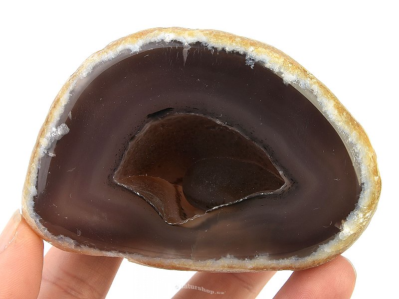 Brown agate geode with cavity 268 g