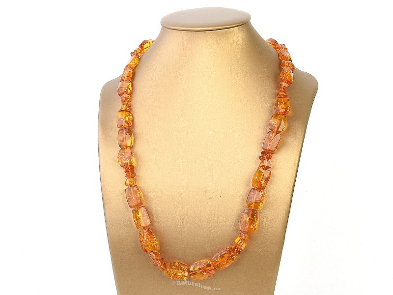 Honey amber necklace irregular shapes (61cm)