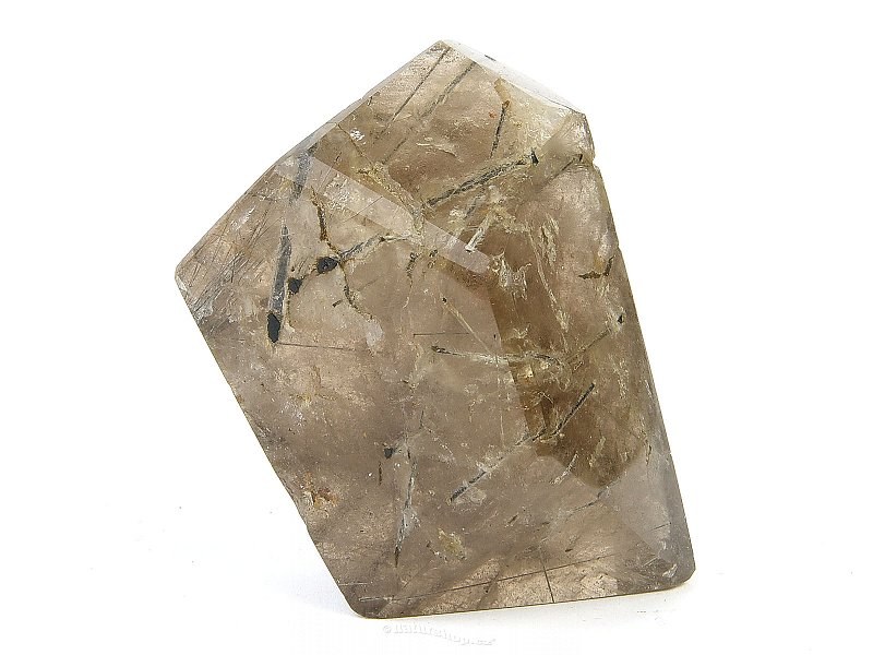 Smoke stone with tourmaline cut form 121g