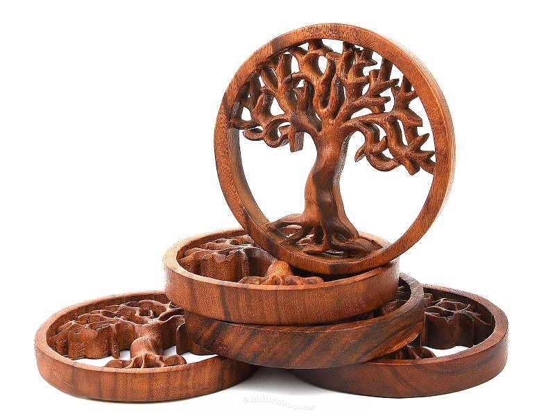 Tree of life wood carved relief 15cm