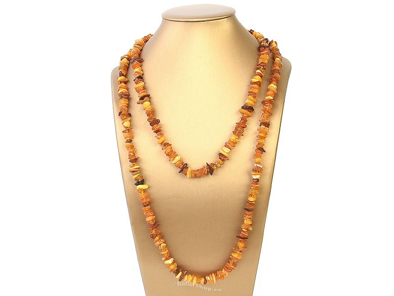 Long necklace amber mix of cut stones (approx. 123cm)