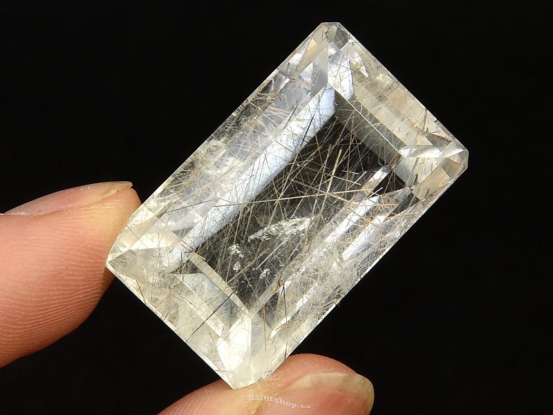 Crystal with rutile cut rectangle 13.8g