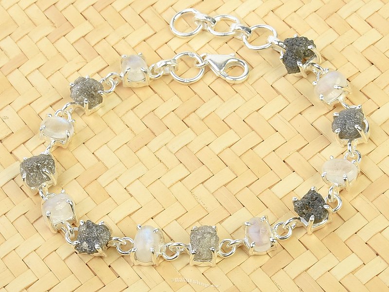 Diamond, moonstone bracelet Ag 925/1000 13.5 g