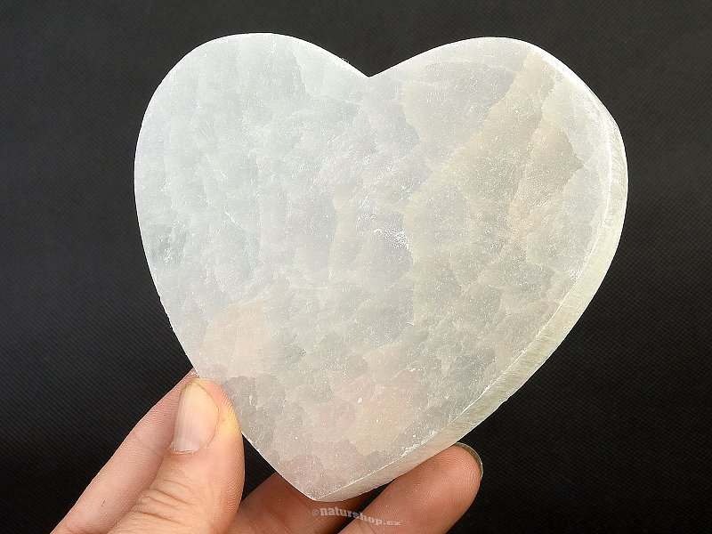 Selenite flat heart from Morocco 10cm