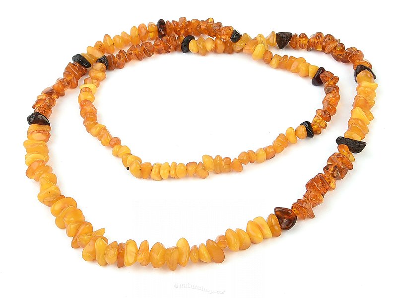 Amber necklace with a mix of smooth stones (68cm)