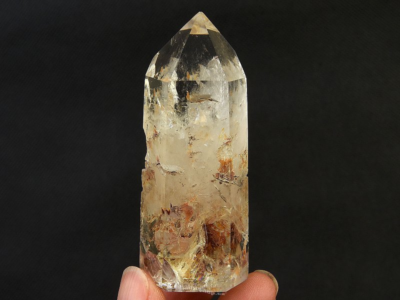 Crystal with hematite cut point 92g