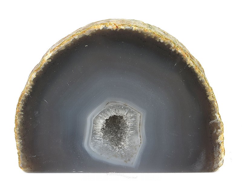 Gray-brown agate geode with cavity 377g