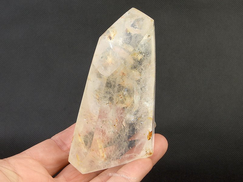 Crystal with inclusions cut shape 256g