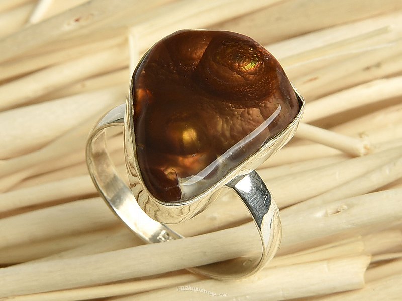 Fire agate silver ring Ag 925/1000 5.0g size 58